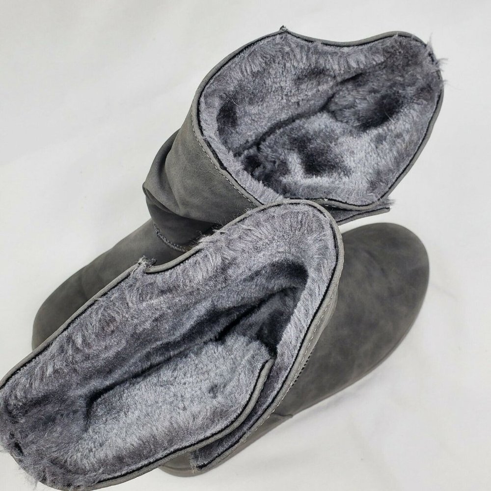 Sketchers Faux Fur Boots Womens Size 6.5 3/4 Calf Roll Down Buttons Brown - Picture 5 of 9